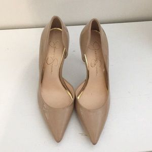 Jessica Simpson Claudette Nude Patent Pump Size 7